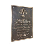 Personalized cast metal plaque, in bronze or brass, used for donor recognition or memorials