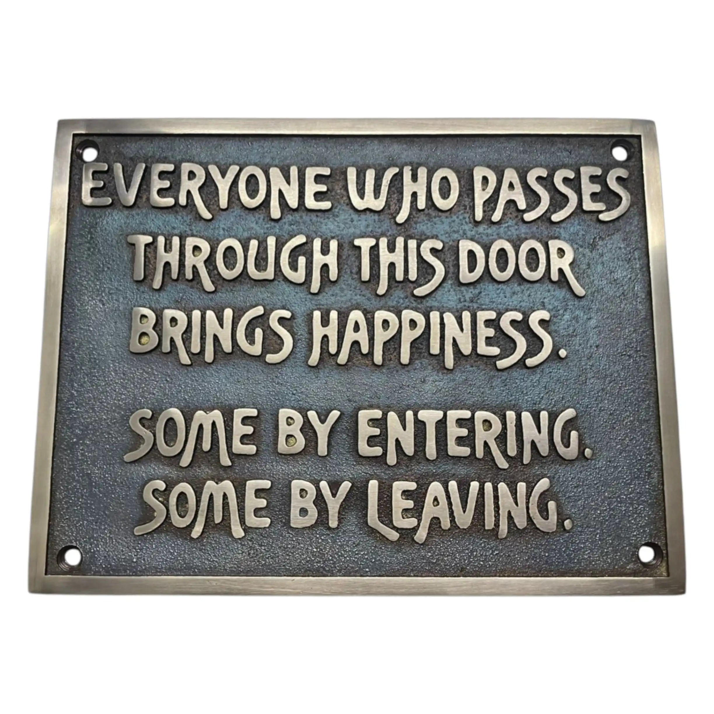 Custom bronze sign with motivational quote on a white background