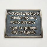 Personalized bronze plaque with motivational quote on a white background