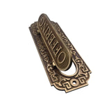 Custom Letter Plate Mail Slot for Door – Vintage Style Personalized Letterbox Plate decorative scrollwork, finished in a warm bronze or brass tone, isolated on a white background.