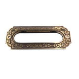 Custom Letter Plate Mail Slot for Door – Vintage Style Personalized Letterbox Plate, featuring a decorative Greek key border and scrollwork pattern in a warm antique brass finish, isolated on a white background.