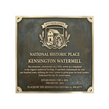 National Historic Place plaque for Kensington Watermill on a white background