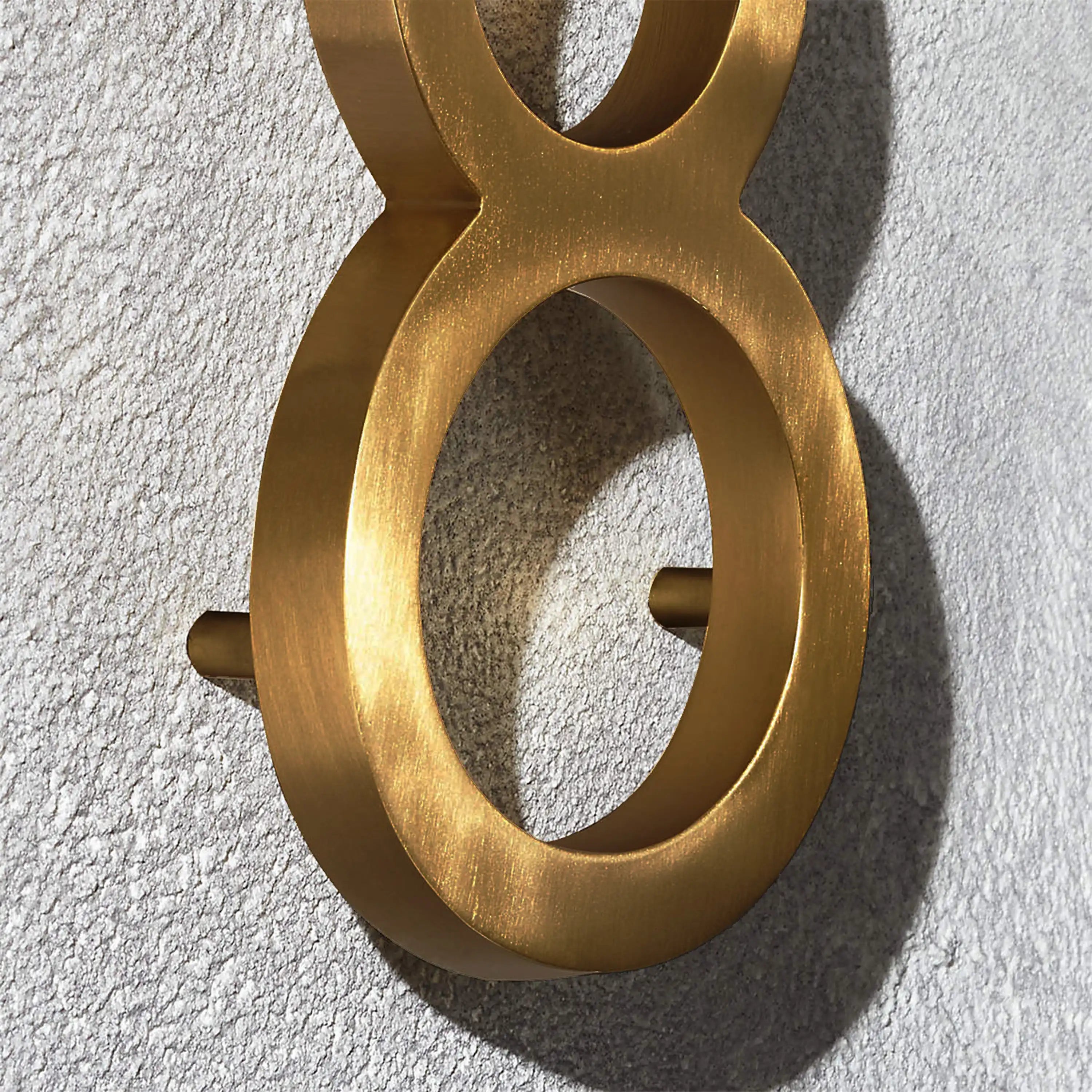 Modern house numbers - Brushed Brass material Letters