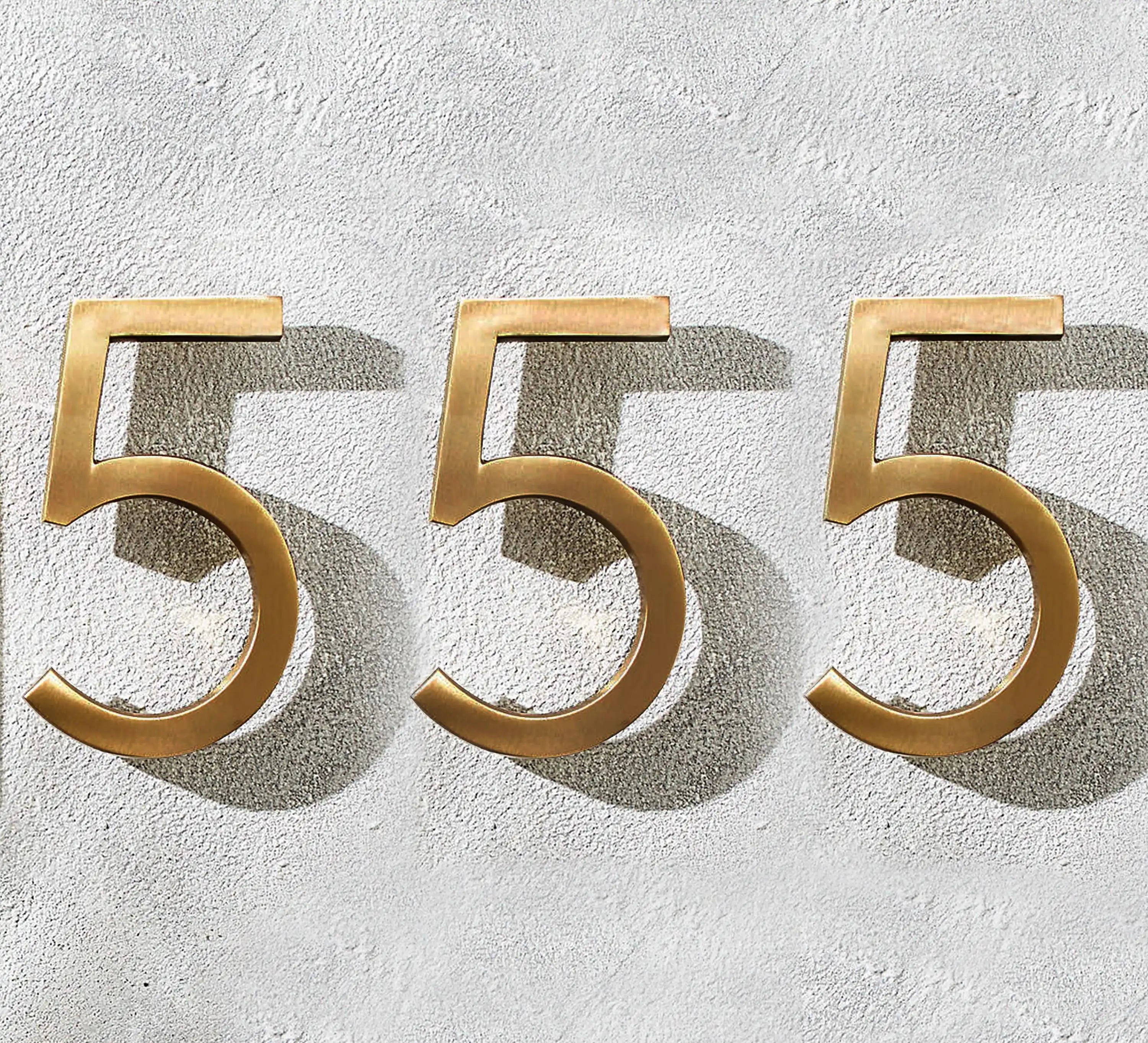 Modern house numbers - Brushed Brass material Letters