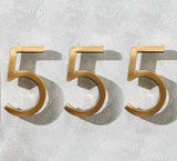 Modern house numbers - Brushed Brass material Letters