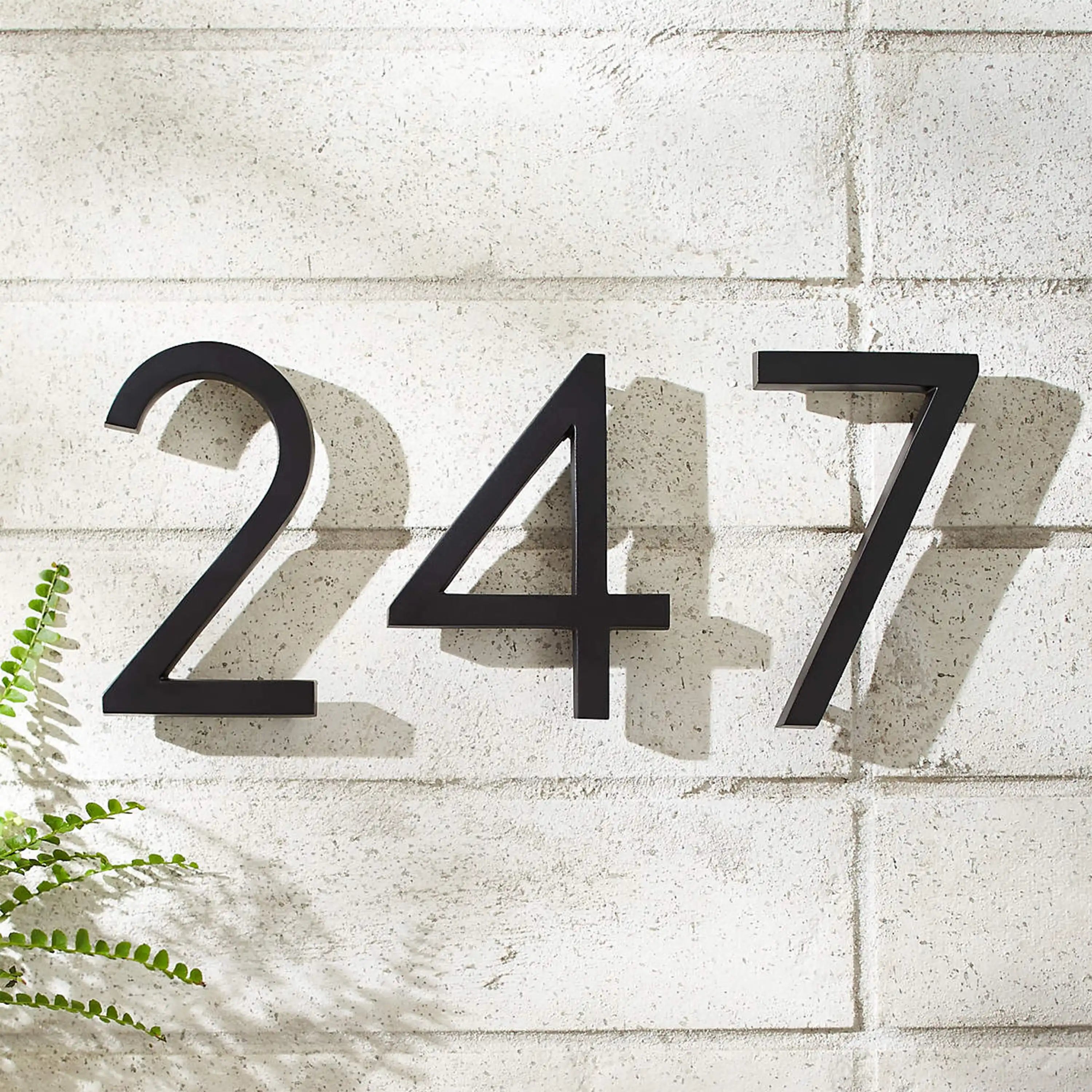 Modern house numbers - Brushed Brass material Letters