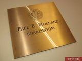Personalized brass plaques - deep etched plaque