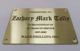 Personalized brass plaques - deep etched plaque
