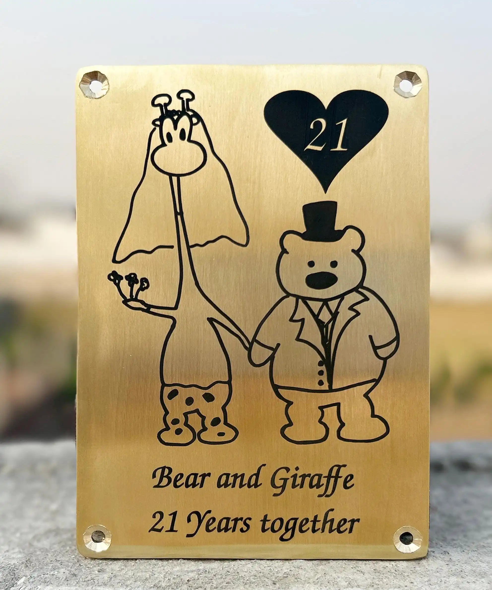 Personalized brass plaques - deep etched plaque