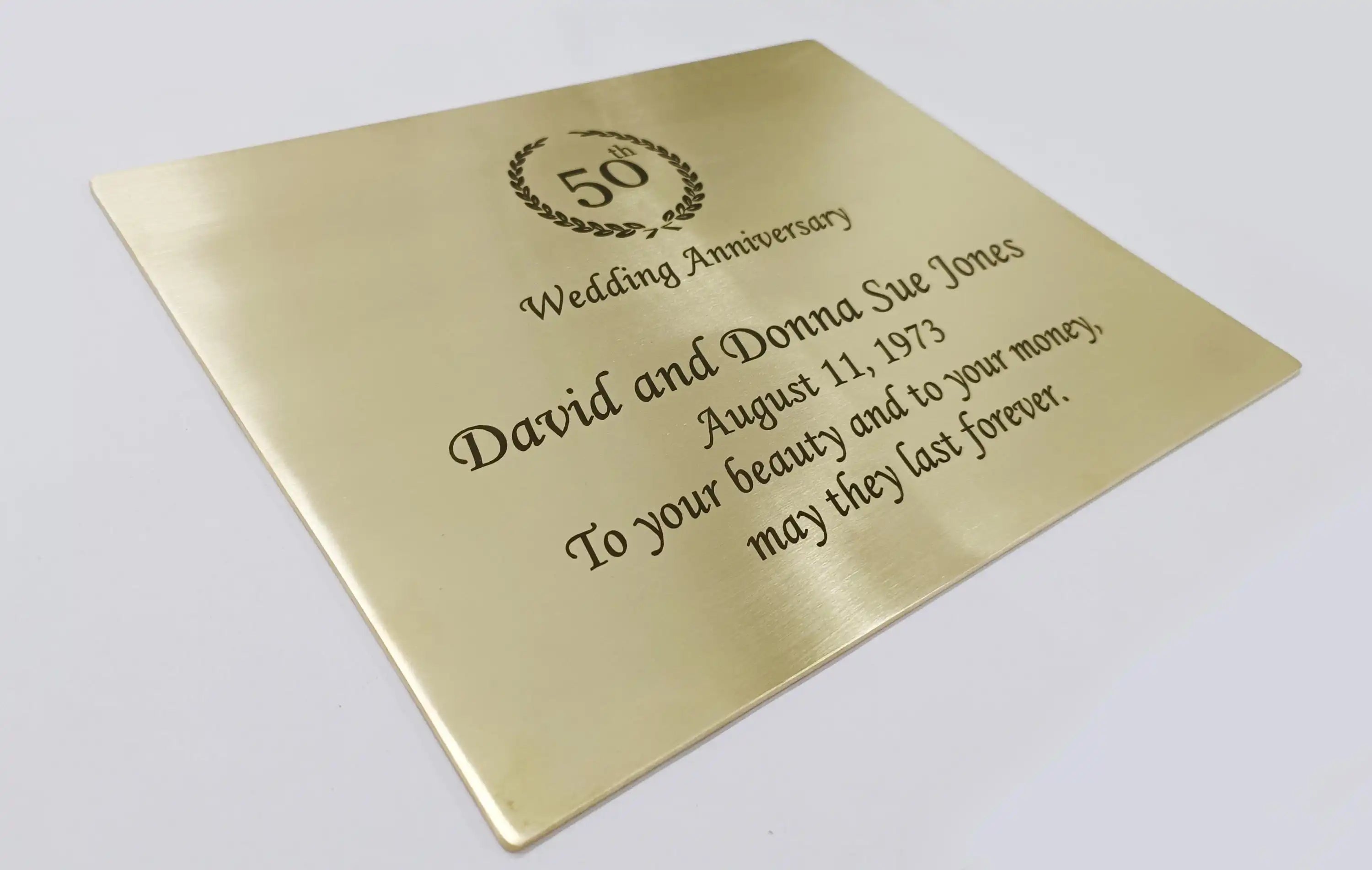 Personalized brass plaques - deep etched plaque