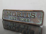 Personalized bronze establish signs - Green patina custom plaque