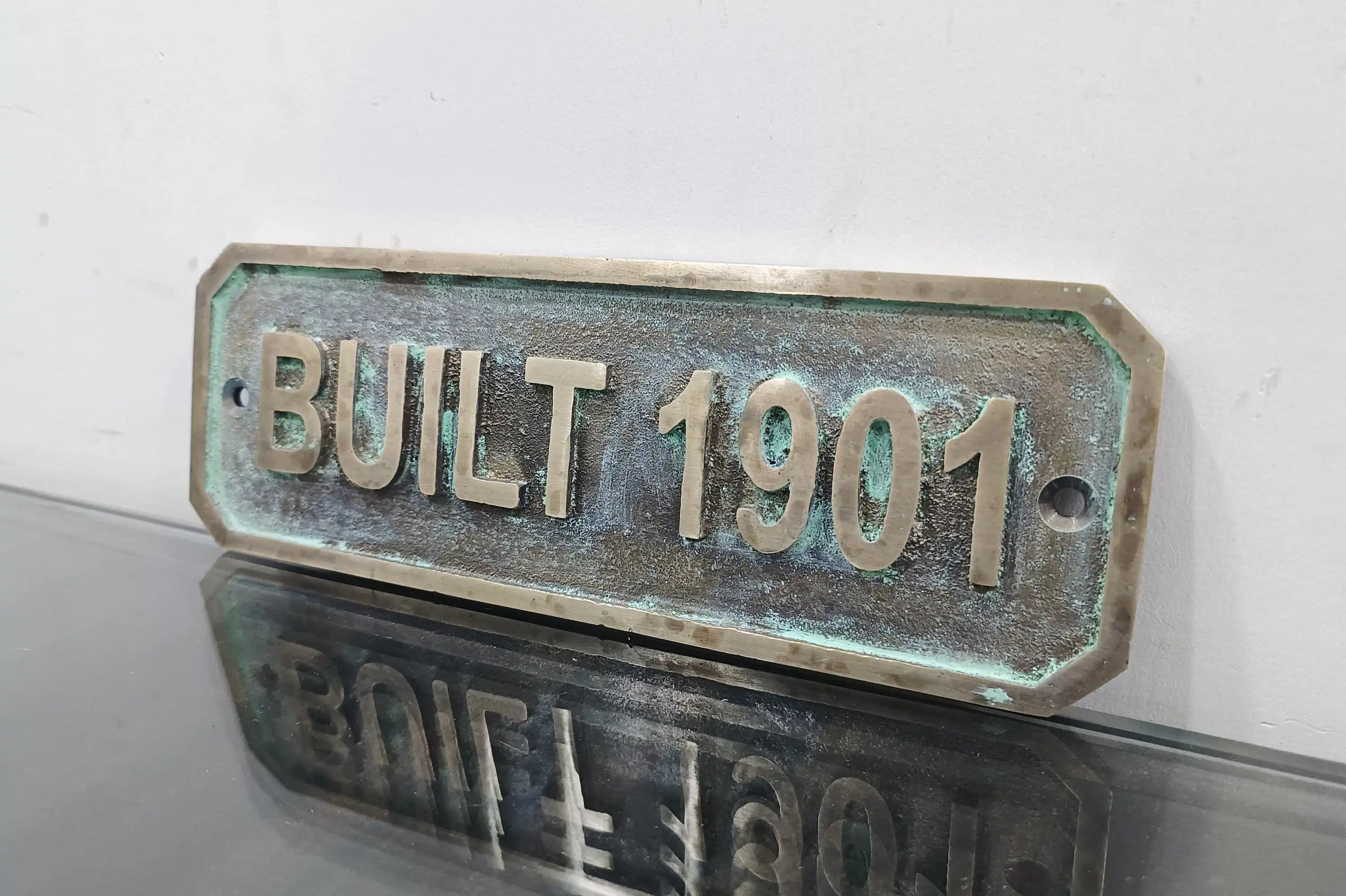 Personalized bronze establish signs - Green patina custom plaque