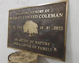Personalized memorial plaque in cast bronze