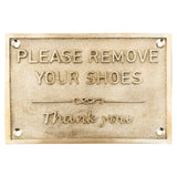 Brass door plaques & sign with text -Please Remove Your Shoes bronze Signs