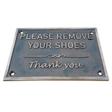 Brass Door Plaques - Please Remove Your Shoes bronze Signs