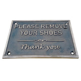 Brass Door Plaques - Please Remove Your Shoes bronze Signs