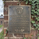 Cast bronze historical plaque with custom logo