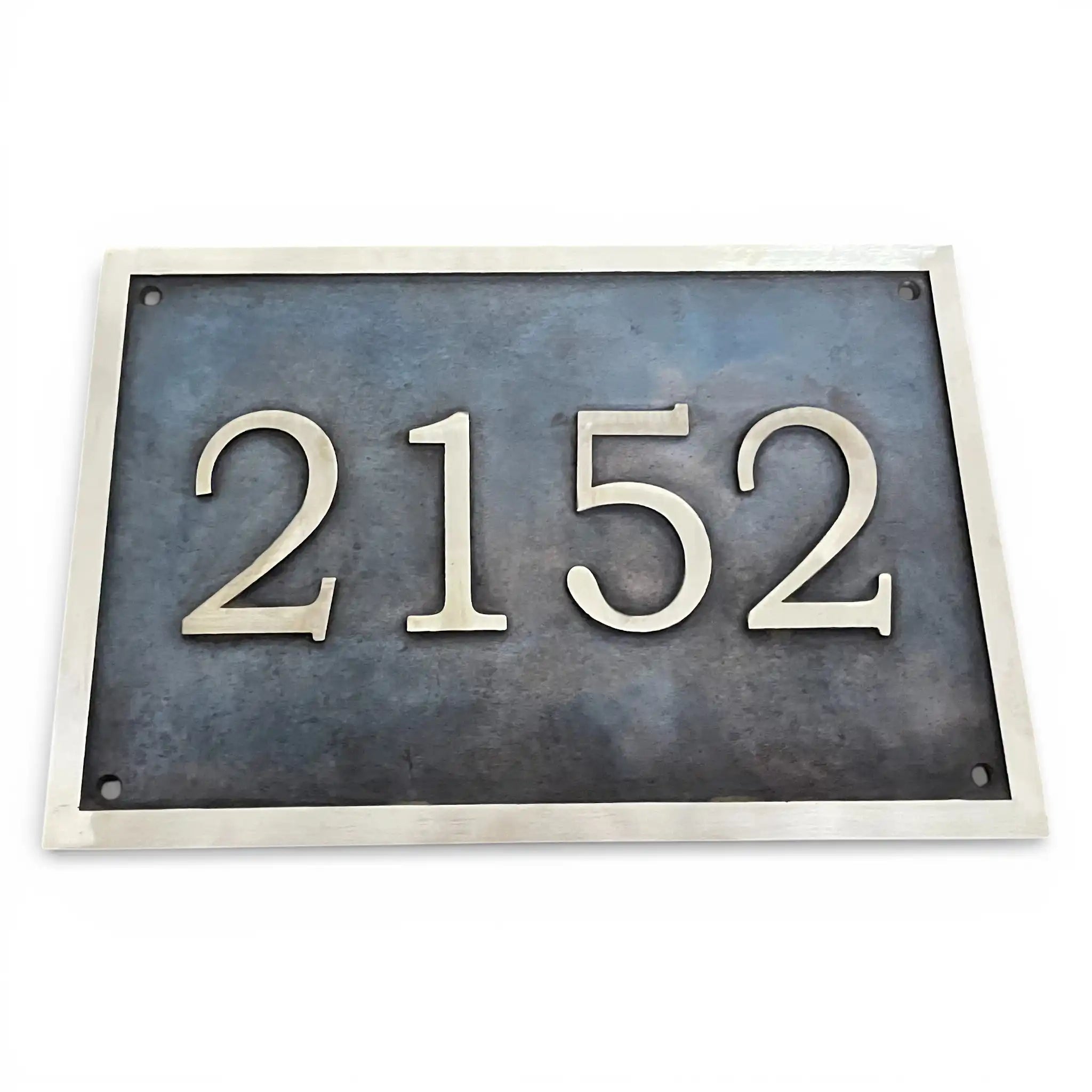 house number plate with '2152' on a white background Custom bronze address sign