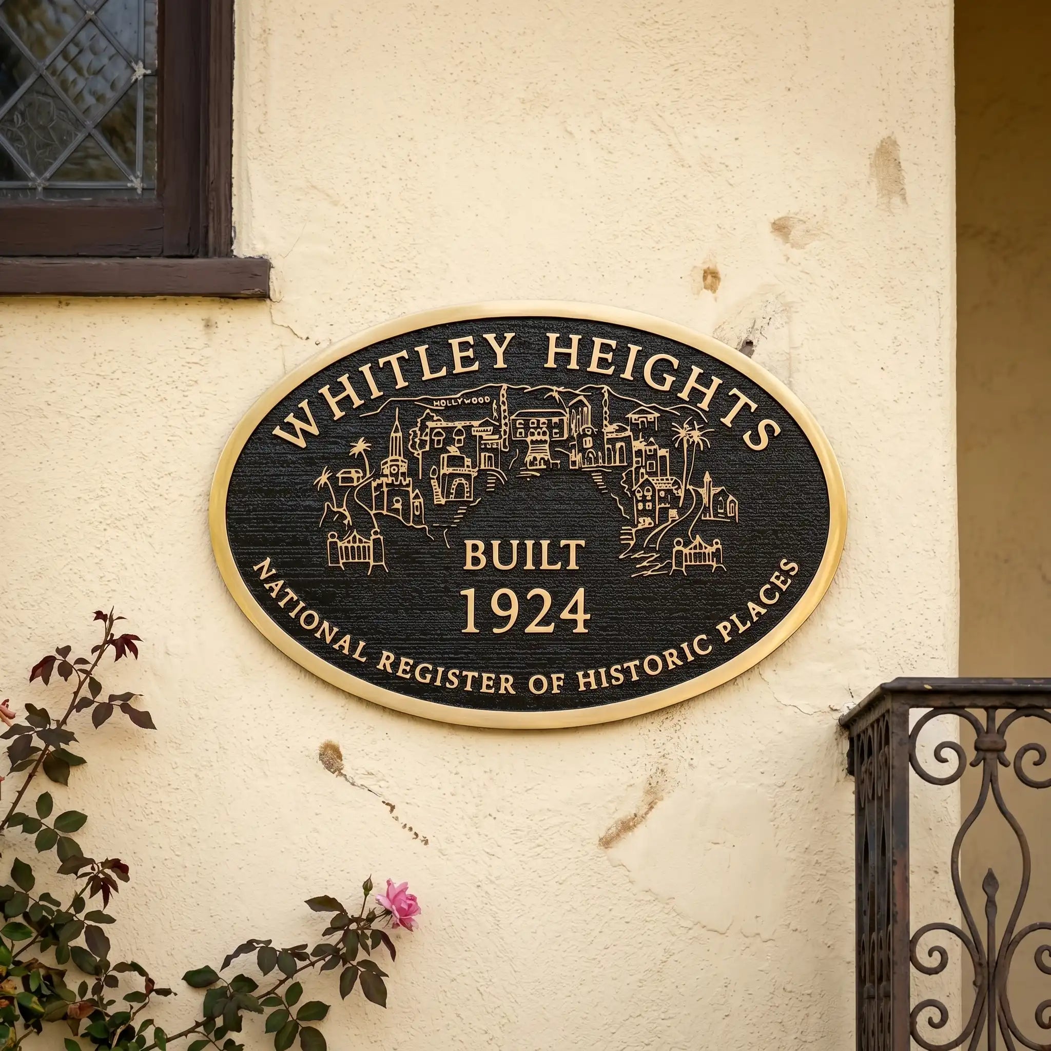 custom oval historic building plaque brass finish
