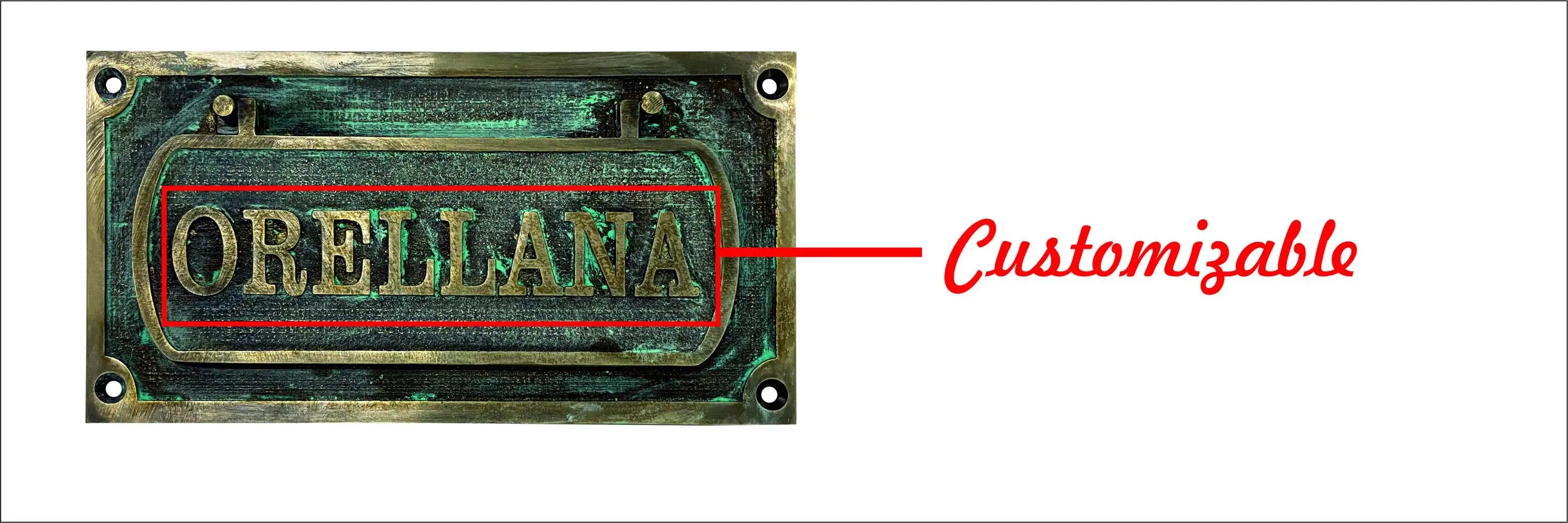 Mail slot for door with personalized text and size