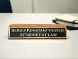 Executive office desk nameplate custom text
