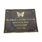 Memorial plaque for Barbara Irene Glenn with a butterfly emblem on a white background