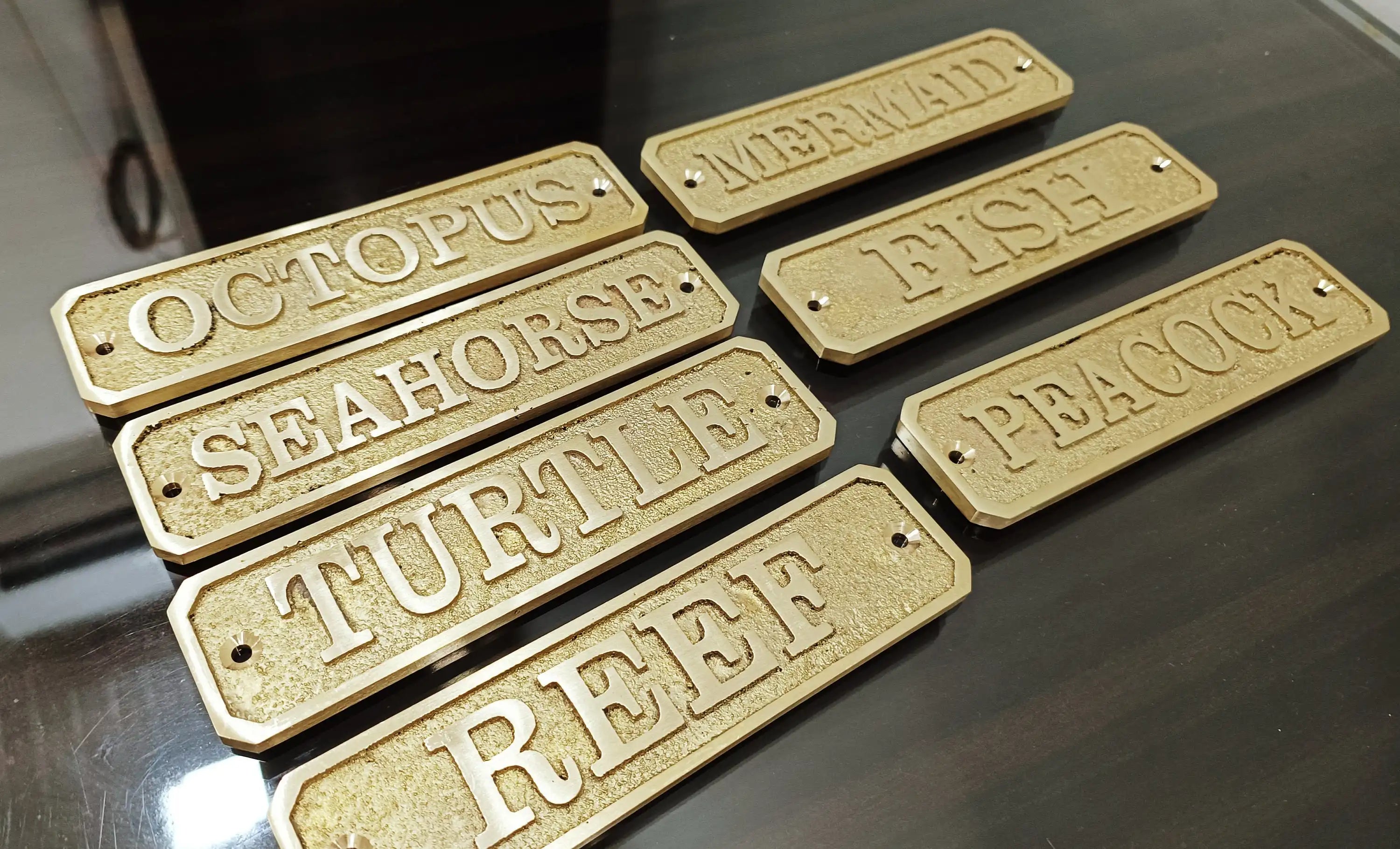 Customized classic brass name signs - Nautical signs and plaques