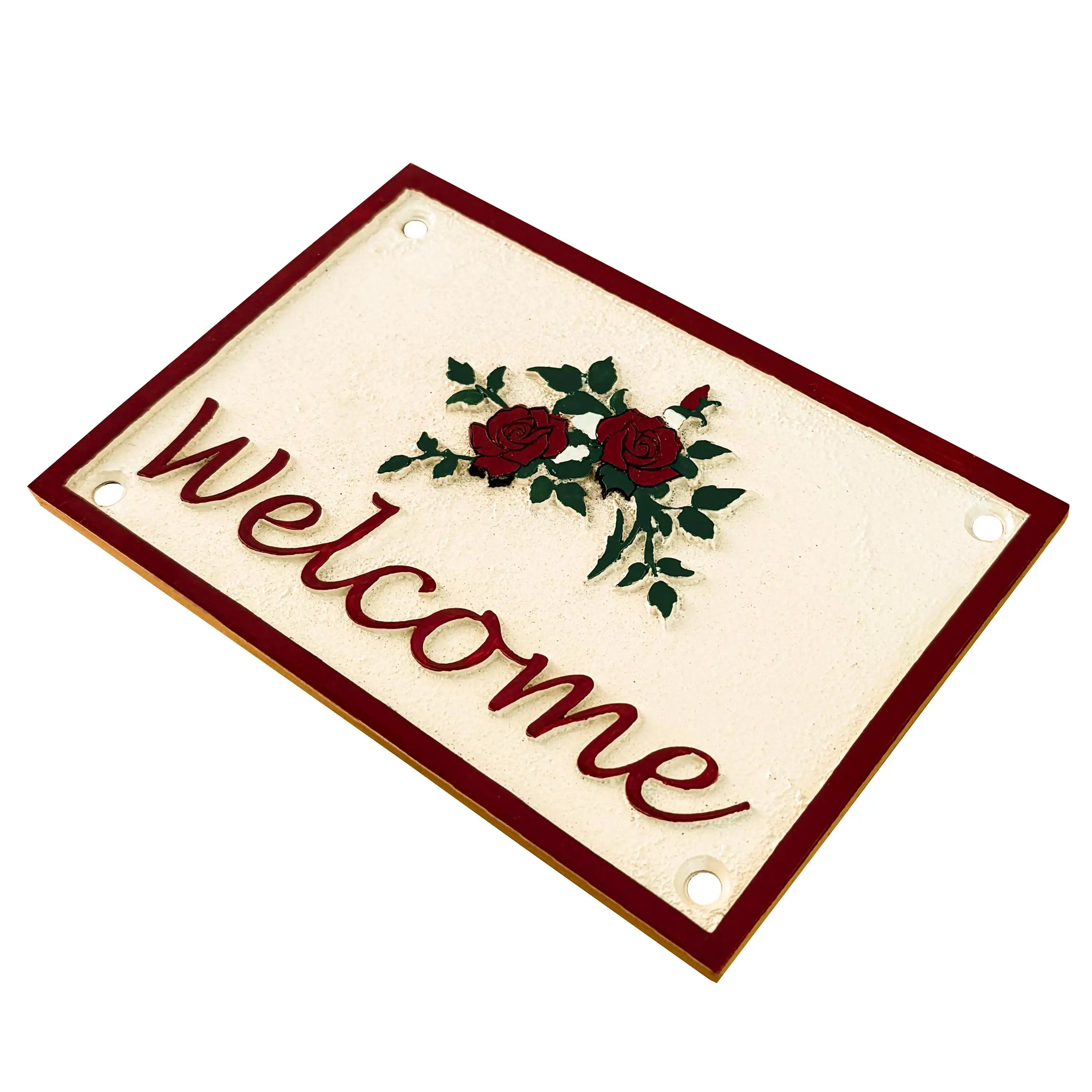 Brass Entryway Wall Decor - Timeless Welcome Plaque - Vintage Style 