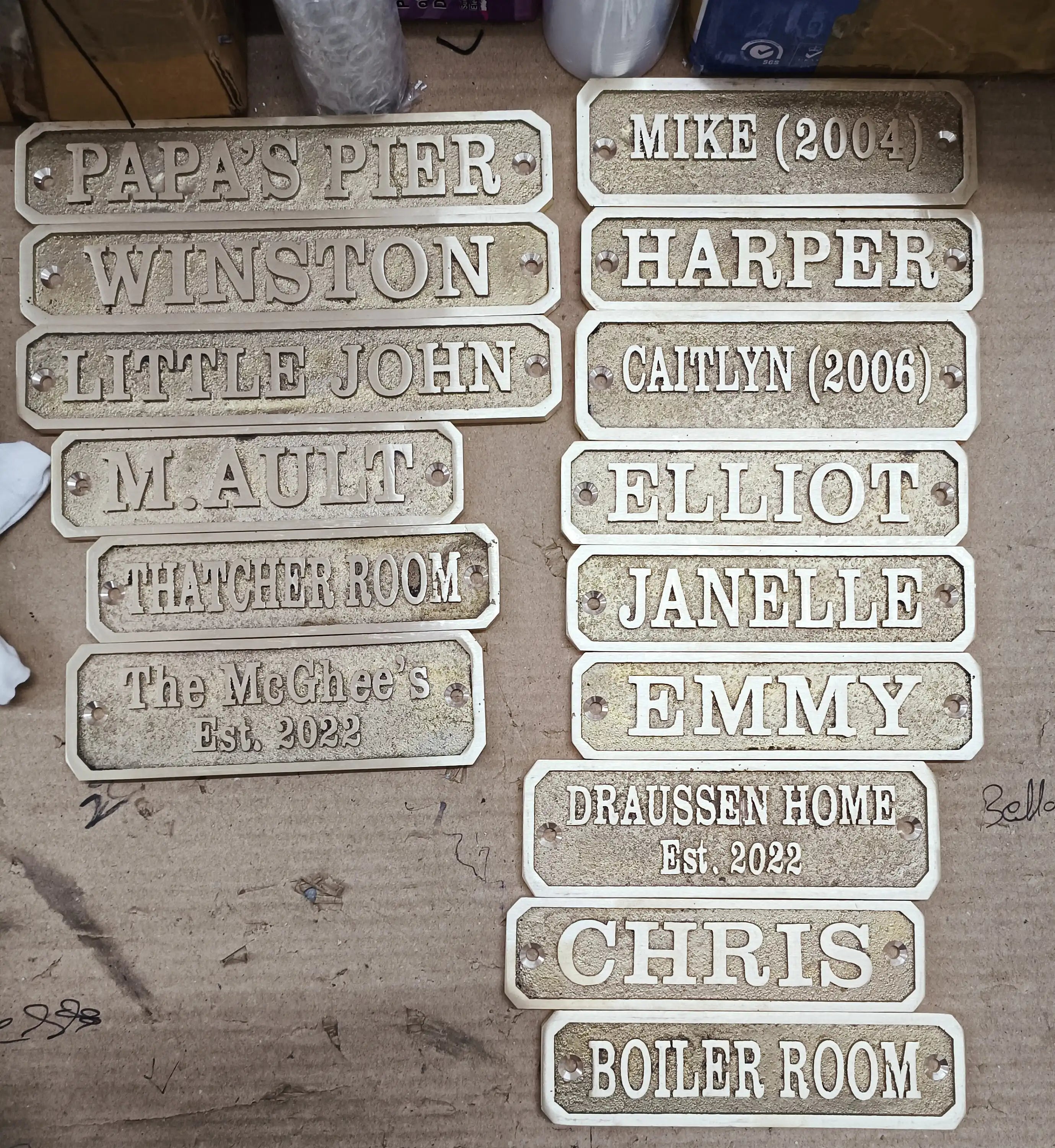 Cast brass custom nautical signs