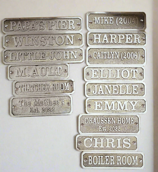 Cast brass personalized signs