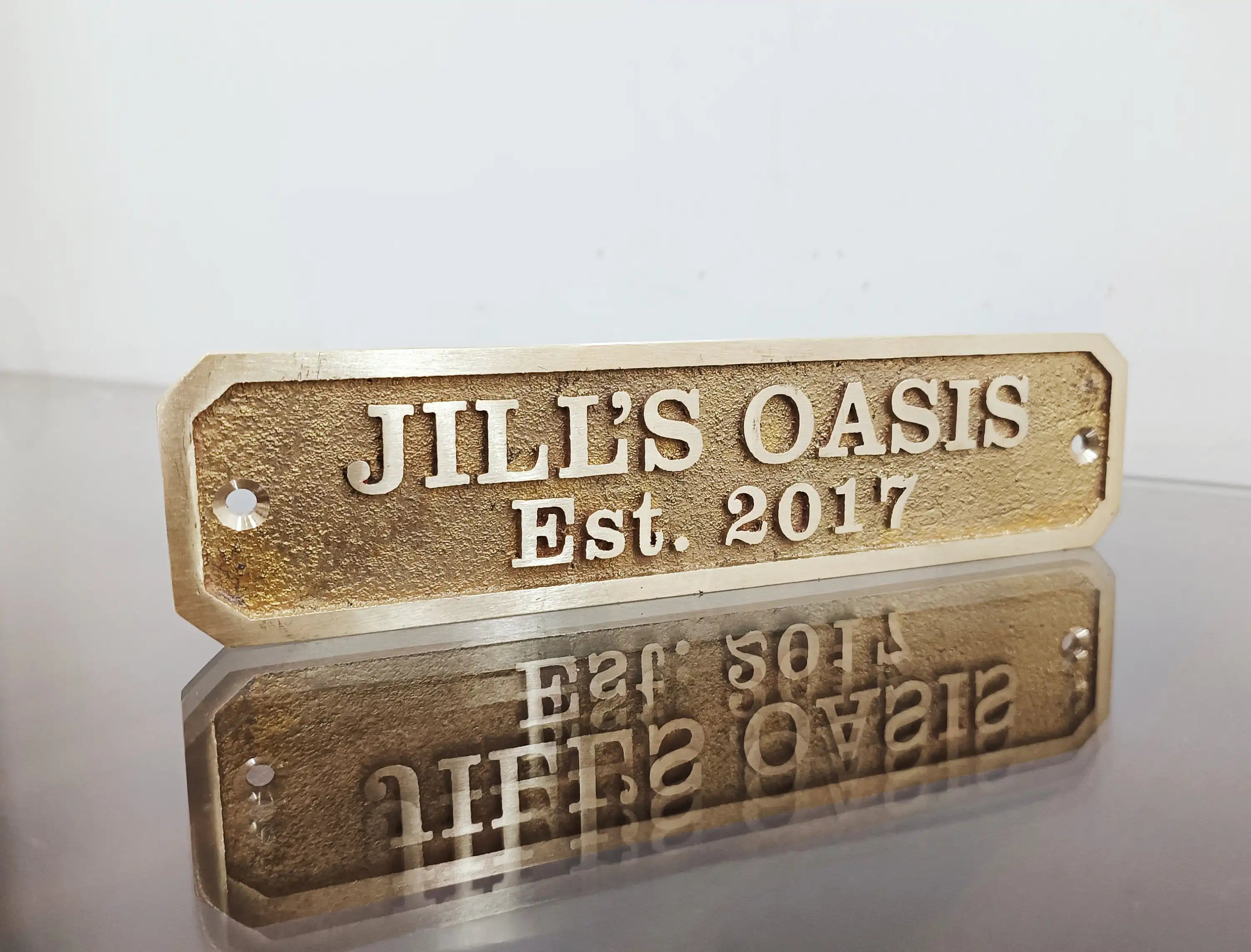 Custom Brass Established Plaque