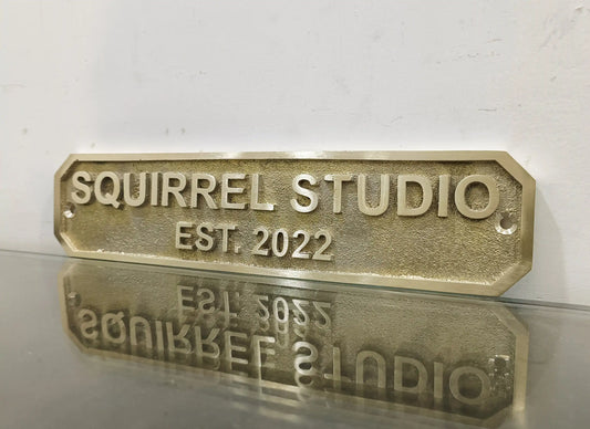 Custom Brass Established Plaque