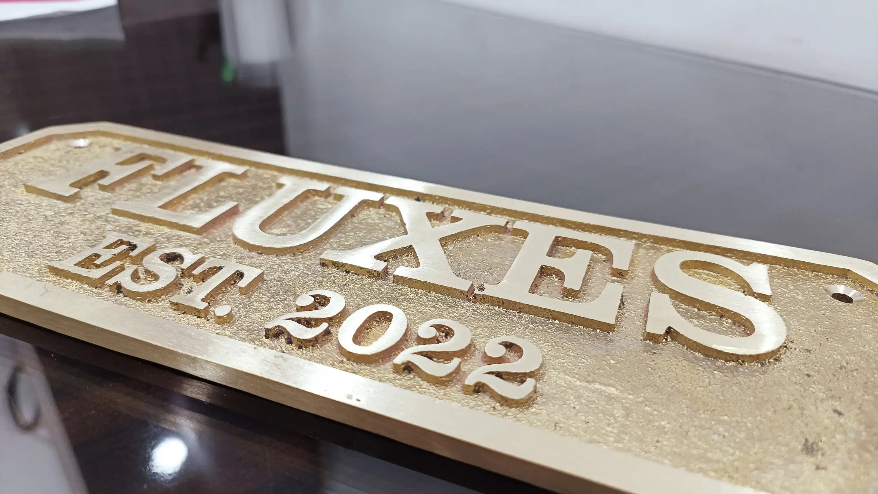 Custom Brass Established Plaque