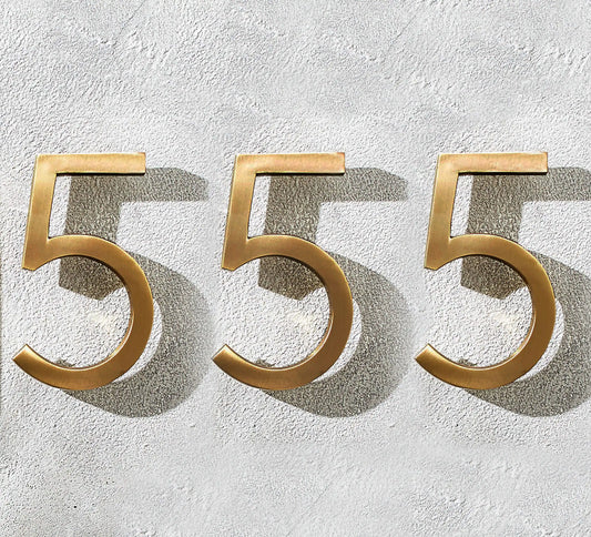Modern house numbers - Brushed Brass material Letters 