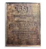 Bronze plaque for 35 years of service award to Gregg Yates, TrinityRail, 2024