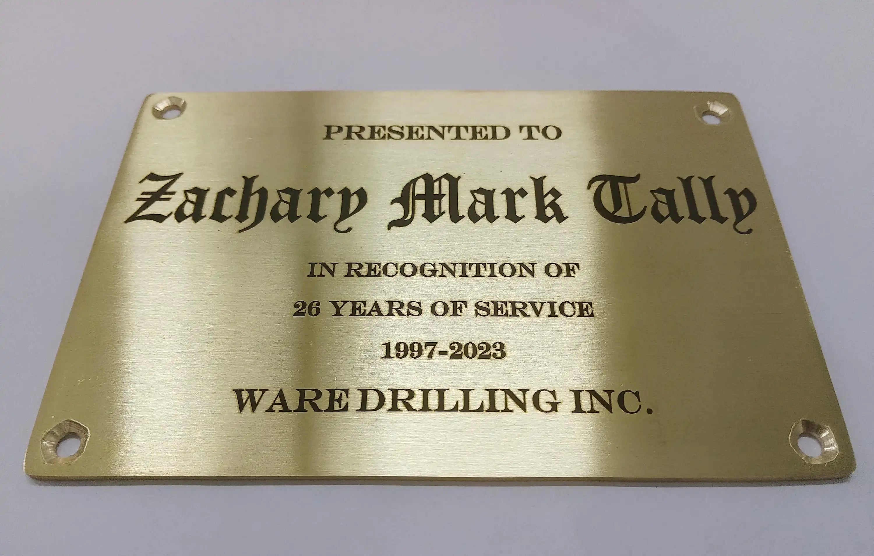 Personalized brass plaques - deep etched plaque 