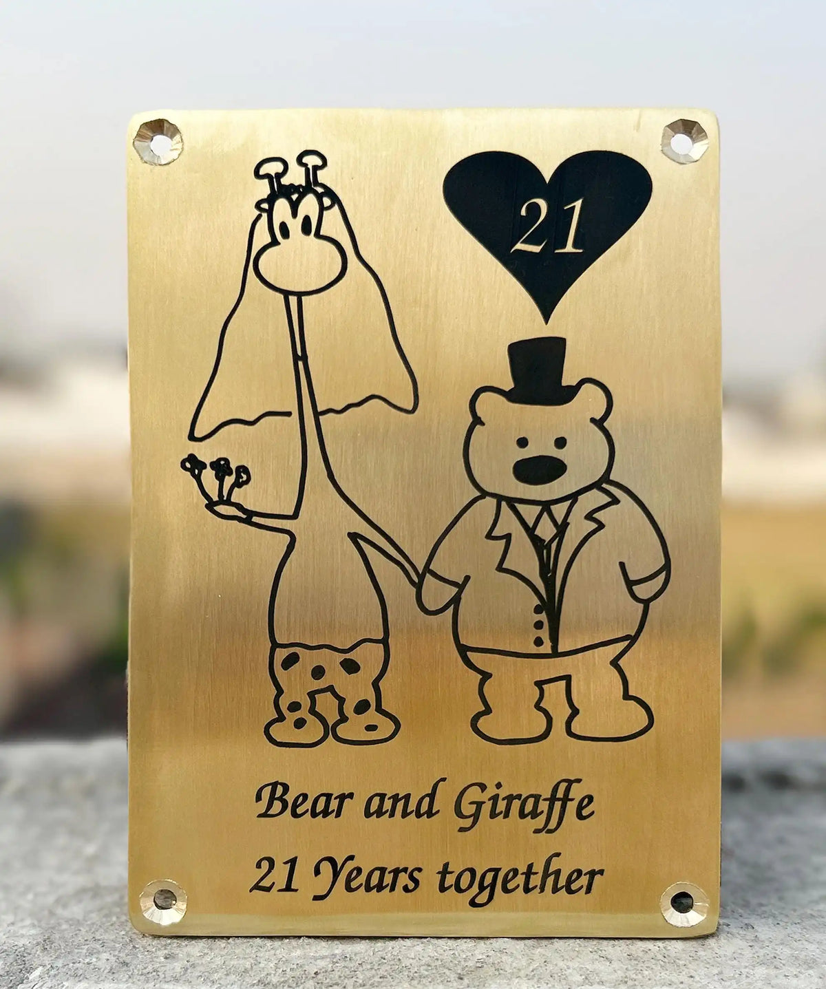 Personalized brass plaques - deep etched plaque 