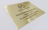 Personalized brass plaques - deep etched plaque 