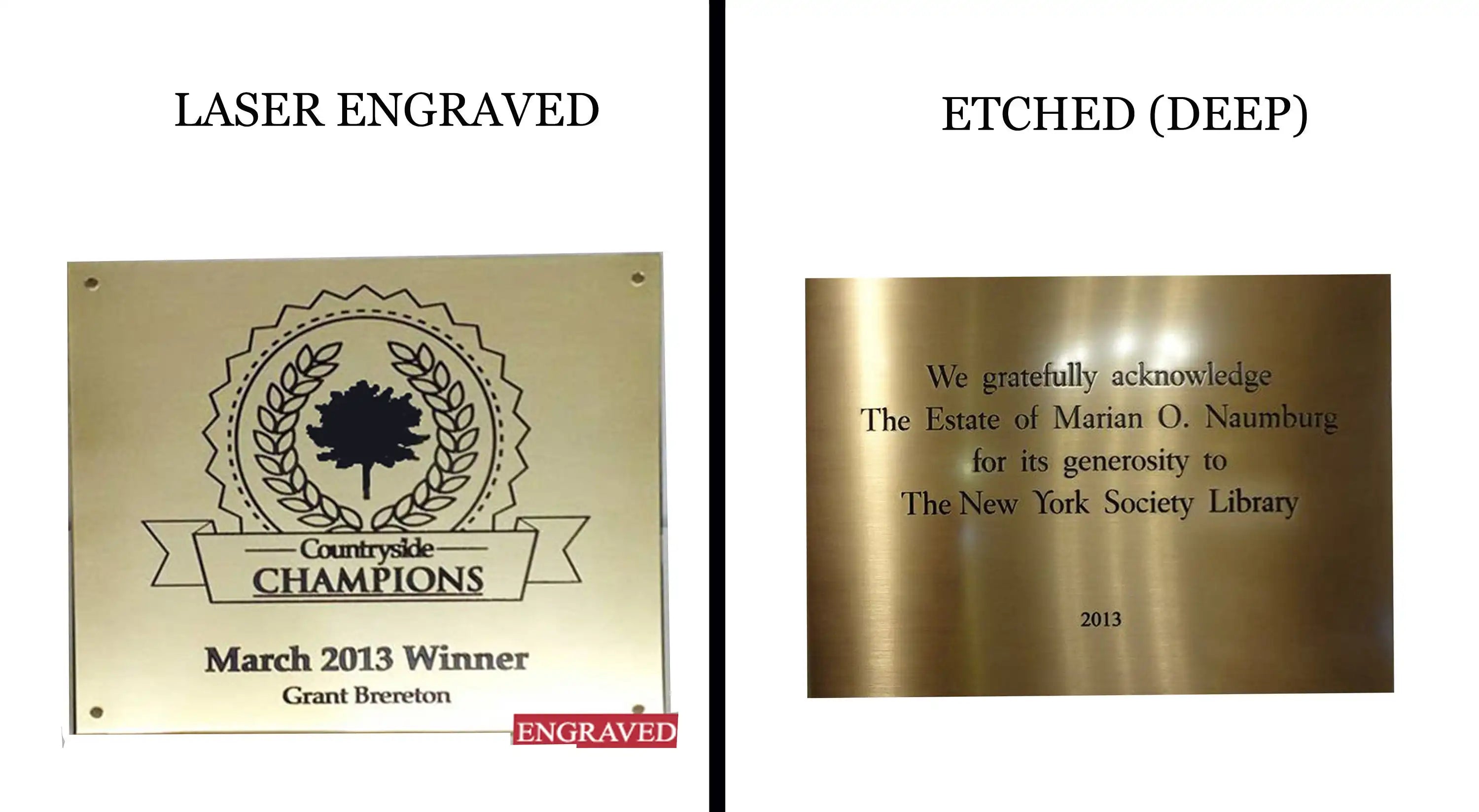 Personalized brass plaques - deep etched plaque 