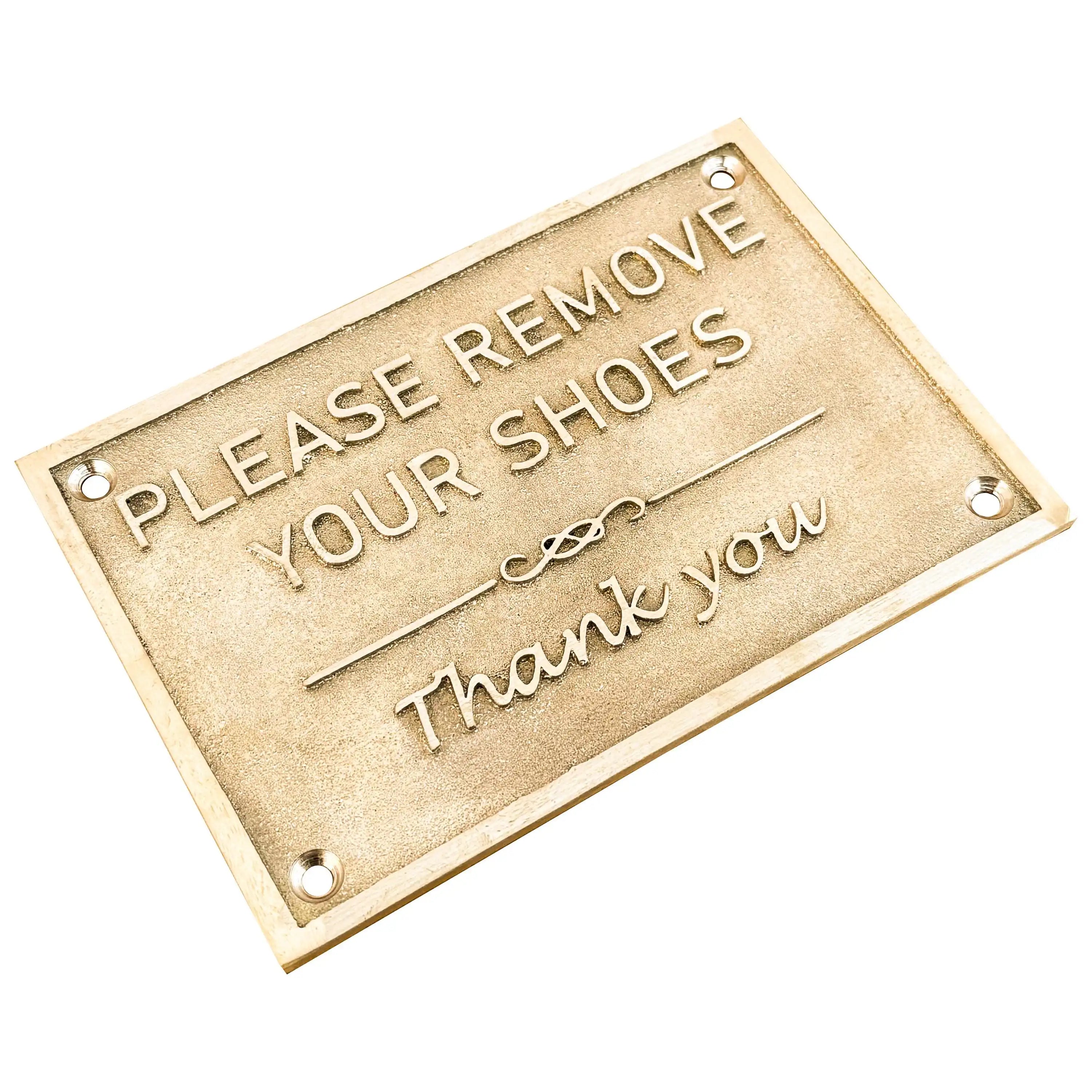 Please Remove Your Shoes bronze Signs