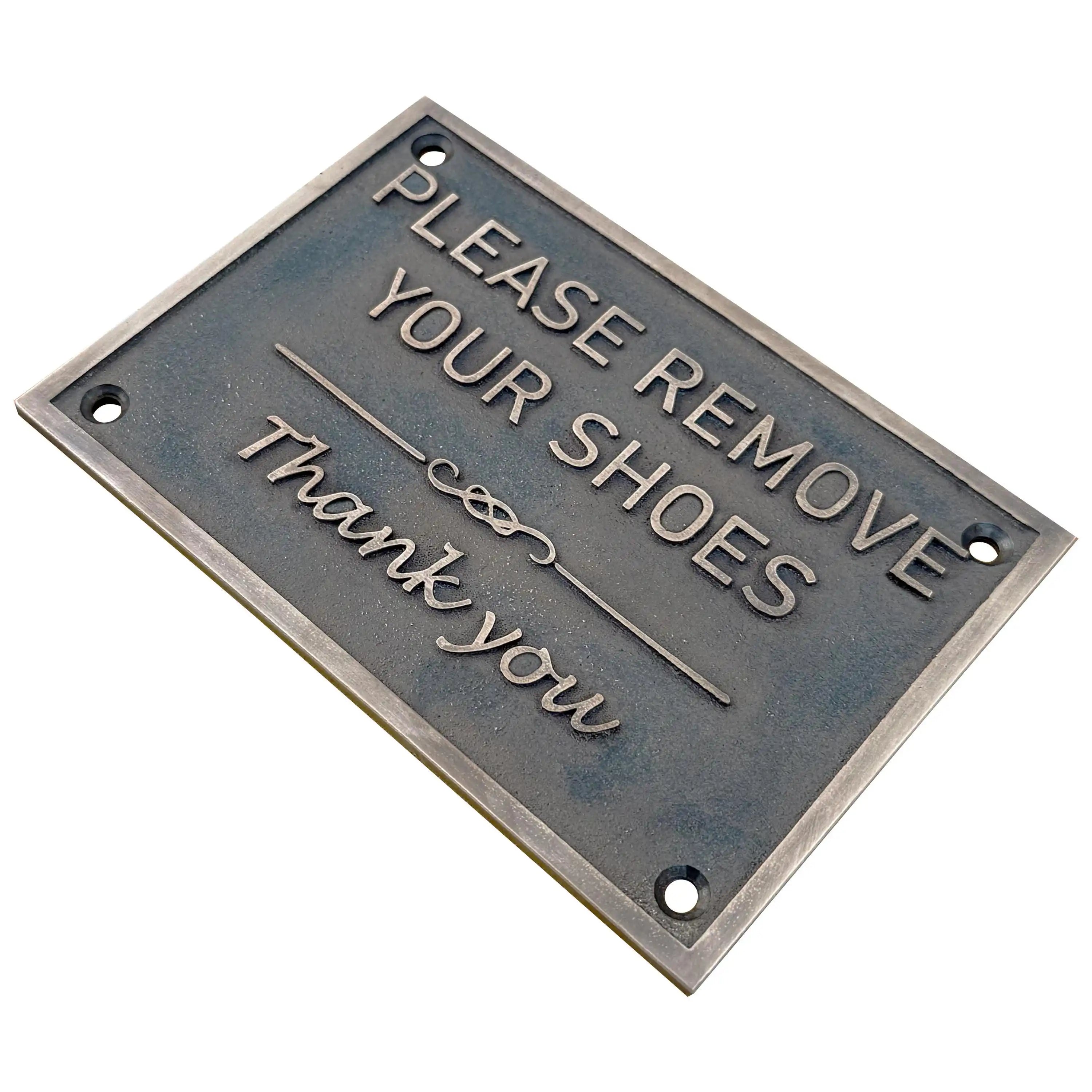 Please Remove Your Shoes bronze Signs