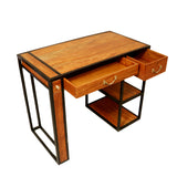 Modern Writing Desk with Dual Drawers and Bookshelf Storage