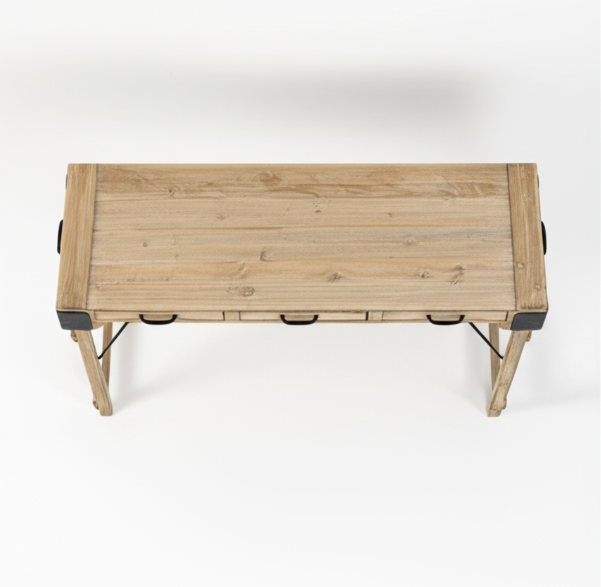 Wooden folding table on a white background