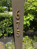 Solid bronze mailbox address numbers featuring a durable oil rubbed bronze finish.