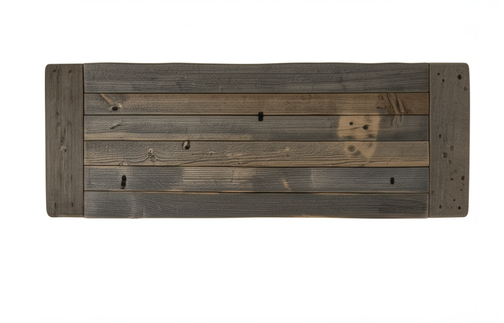 Wooden wall art with a rustic design on a white background