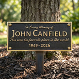 memorial plaque for tree with engraved message
