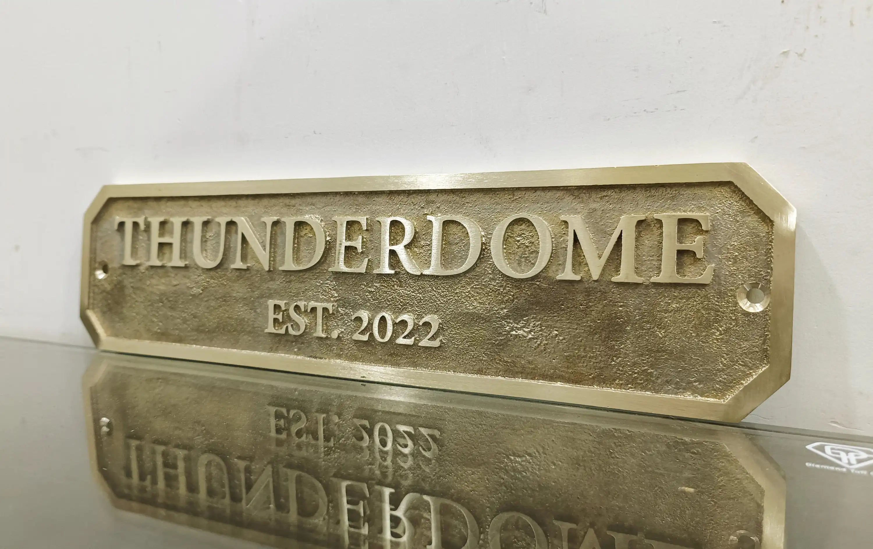 Premium brass address sign with brass finish and custom text 