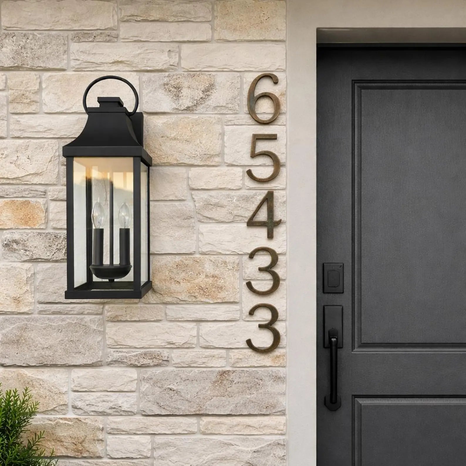 Premium oil rubbed bronze house numbers installed on a luxury home exterior for timeless curb appeal.