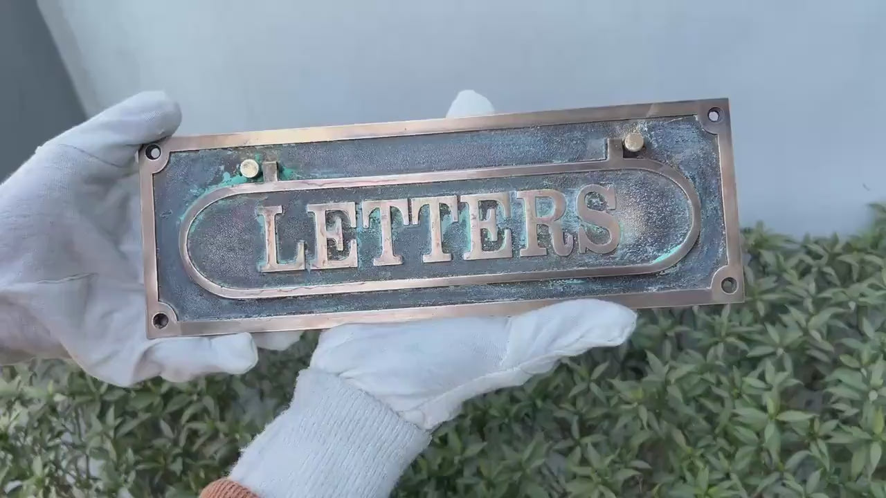 Mail Slot for Door – Solid Brass Antique Front Door Mail Slot Cover in Patina Finish